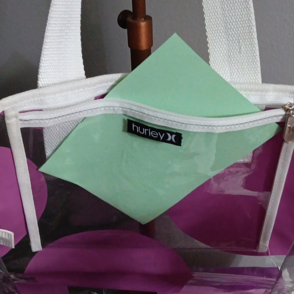 HURLEY 2 IN 1  clear with purple circle tote - Picture 5 of 11